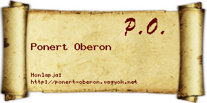 Ponert Oberon névjegykártya